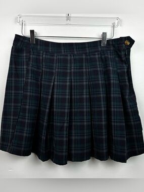 American Eagle Outfitters Navy Blue Plaid Pleated Skirt
